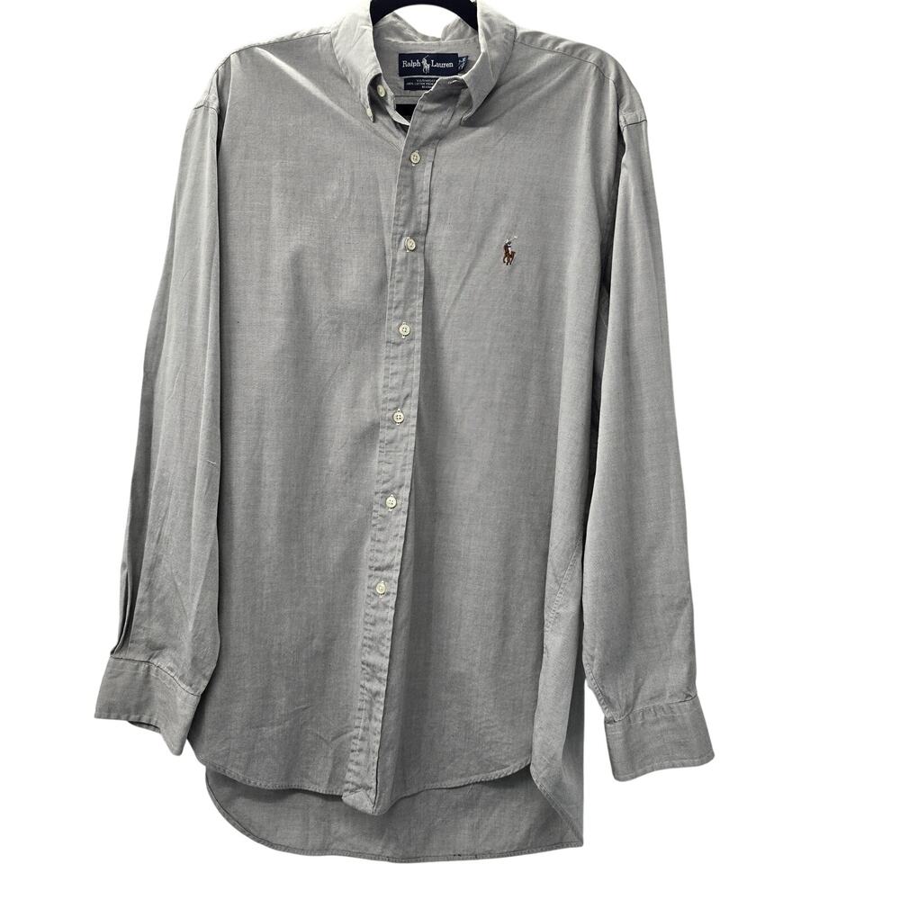 Ralph Lauren Shirt Mens 16.5 Gray Oxford Button Down - Picture 5 of 7